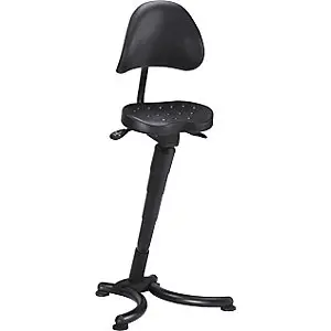 Stehhilfe, Flachsitz mit pendelnd gelagerter Rückenlehne, Gasfeder-Höhenverstellung. mit extra Langem Schaft