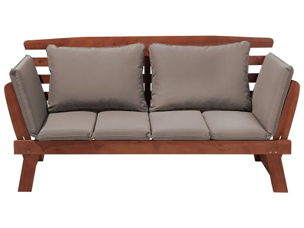 Garden Bench Cushion PORTICI 210 cm Eucalyptus Wood Dark Brown/ Taupe