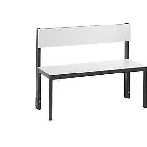 Garderobenbank STANDARD PLUS, einseitig, HPL, Lehne, Länge 1000 mm, weiß.