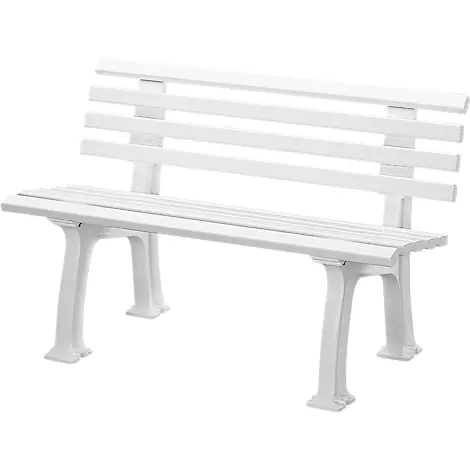 Gartenbank, 2-Sitzer, L 1200 mm, weiß aus pulverbeschichtetem Metall