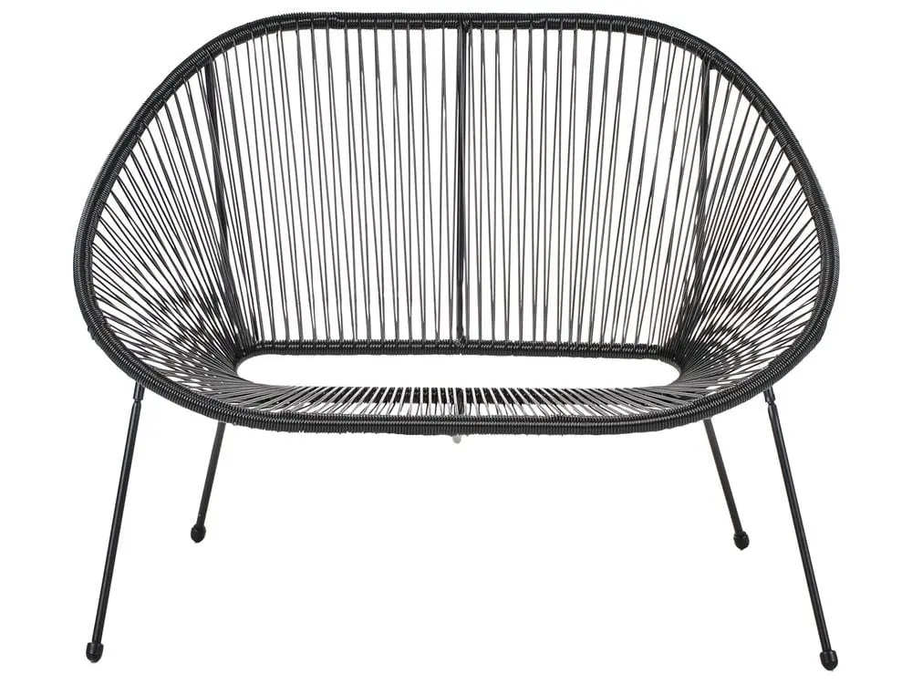 Gartenbank ACAPULCO II 113 cm Polyrattan Schwarz