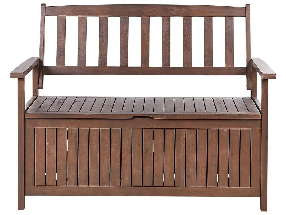 Gartenbank SOVANA 120 cm mit Stauraum Akazienholz Dunkelbraun