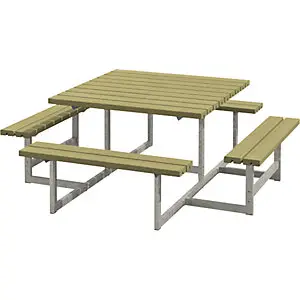 Hochwertige Rattan Gruppensitzbank für 8 Personen, LxT 2000 x 2000 mm, natur.