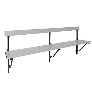 Klappbare Wandbank, klappbar, Länge bis 2000 mm, mit Aluminiumauflage. mit wasserabweisenden Kissen