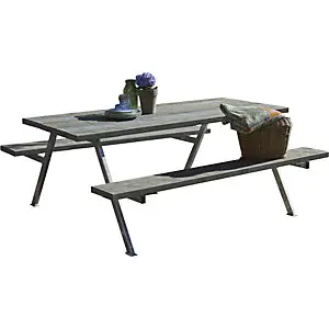 Loungesessel- Gruppensitzbank für 6 Personen, LxTxH 1770 x 1610 x 730 mm, Recycling-Kunststoff-Planken, schwarz.