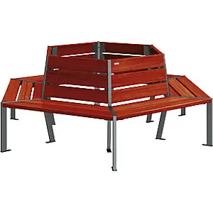 Premium Garten Baumsitzbank SILAOS®, Höhe 821 mm, Länge 1929 mm, anthrazitgrau, mahagoni.