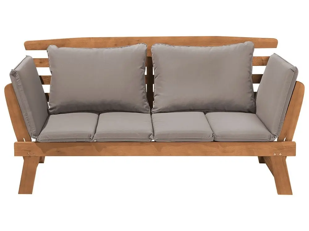 Premium Garten Gartenbank mit Auflage PORTICI 210 cm Eukalyptusholz Hellbraun / Taupe