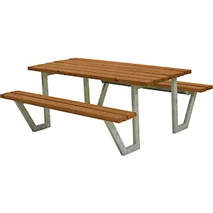 Premium Garten Gruppensitzbank für 6 Personen, zertifiziertes Nadelholz, teakfarben.