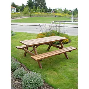 Premium Garten Gruppensitzbank, rechteckig, braun, Gesamt-LxT 1700 x 1850 mm.