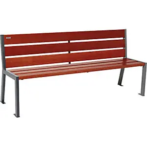 Schaukel- Sitzbank SILAOS® aus Holz, mit Rückenlehne, Länge 1800 mm, anthrazitgrau, mahagoni.