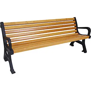 Sitzbank, Länge 2000 mm, Gewicht 52 kg, Holzlasurfarbton Eiche.