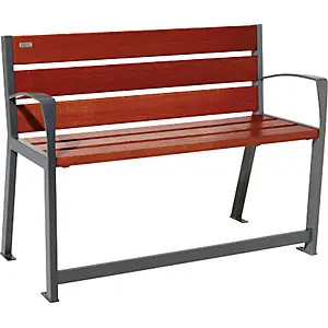 Sitzbank SILAOS® aus Holz, mit Rückenlehne, für Senioren, Länge 1200 mm, anthrazitgrau, mahagoni.