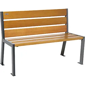Sitzbank SILAOS® aus Holz, mit Rückenlehne, Länge 1200 mm, anthrazitgrau, Eiche-Dekor blendend.