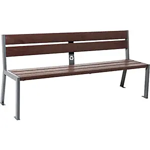 Sitzbank SILAOS® aus Recycling-Kunststoff, mit Rückenlehne, anthrazitgrau. für Balkon und Terrasse