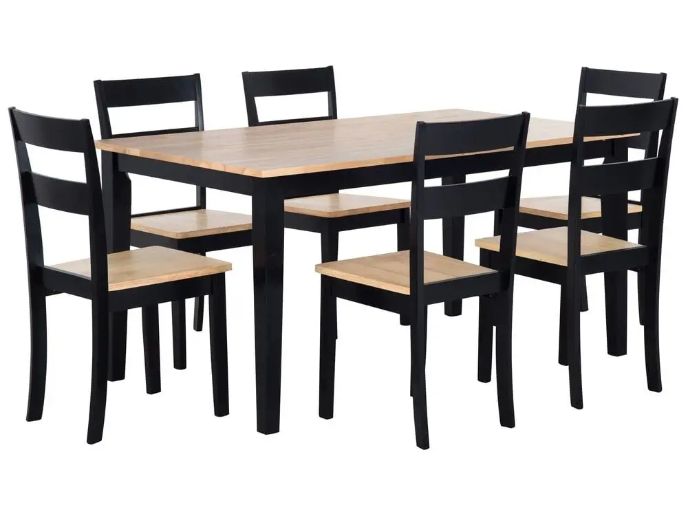 Esszimmer Set GEORGIA Holz Braun / Schwarz 6-Sitzer Espresso und Schwarz
