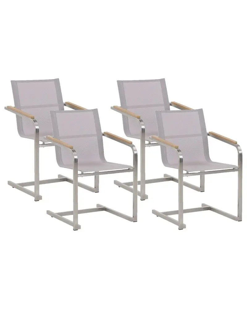 Gartenstuhl 4er Set COSOLETO Edelstahl Elfenbein
