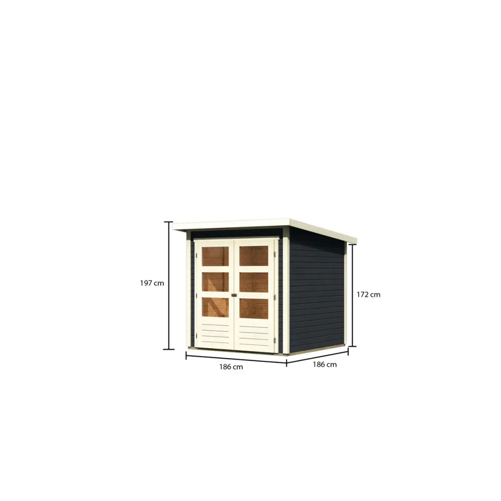 Karibu Blockbohlenhaus Ruhr 2 186 x 186 cm anthrazit | 120987