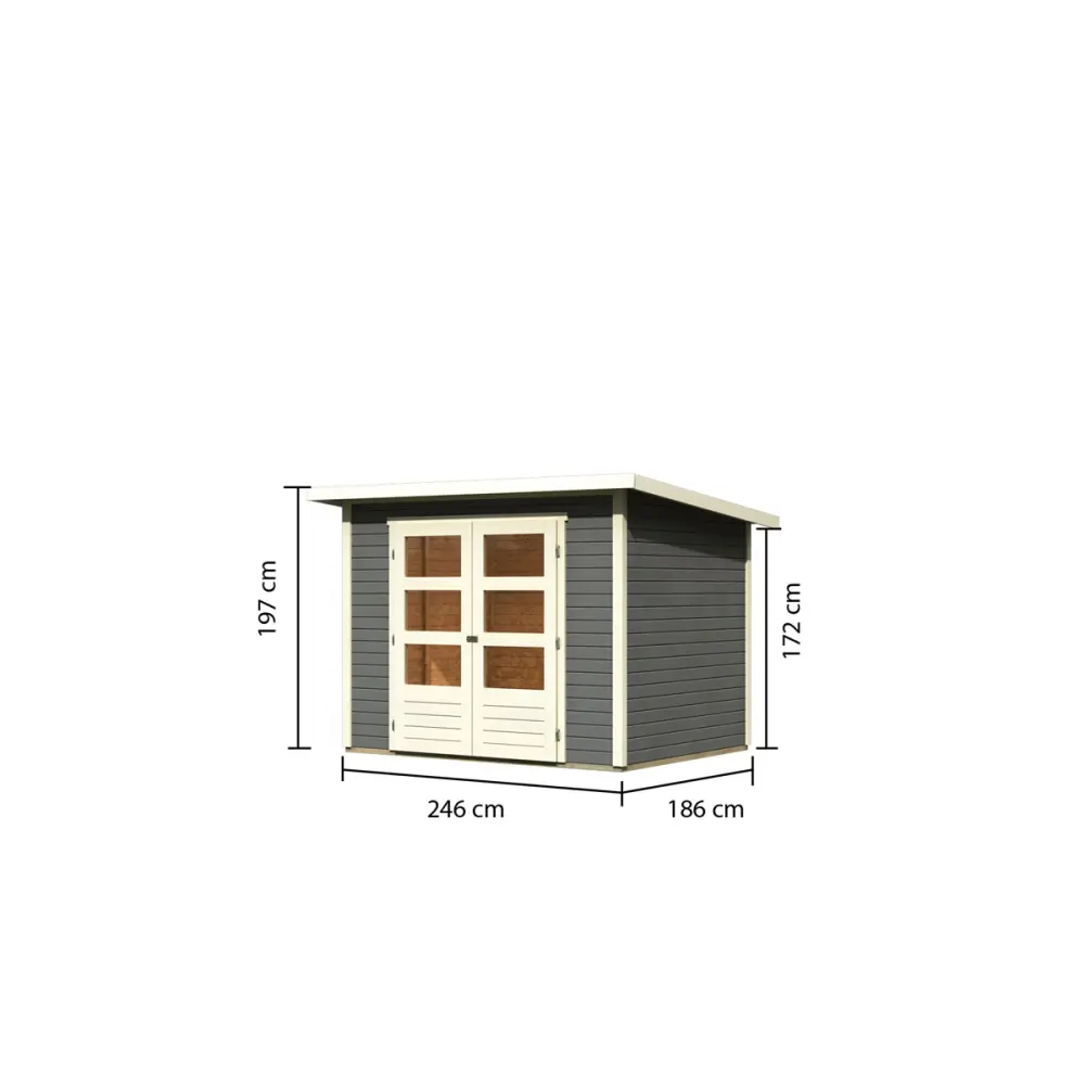 Karibu Blockbohlenhaus Ruhr 3 246 x 186 cm terragrau | 120989