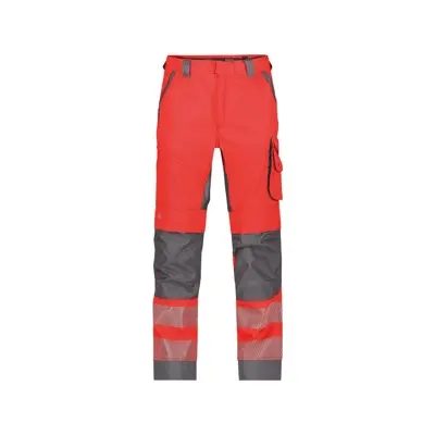 Dassy® - Odessa Sommer Warnschutzhose mit Kniepolstertaschen, neonrot/zementgrau, Schrittlänge Normal, Größe 50