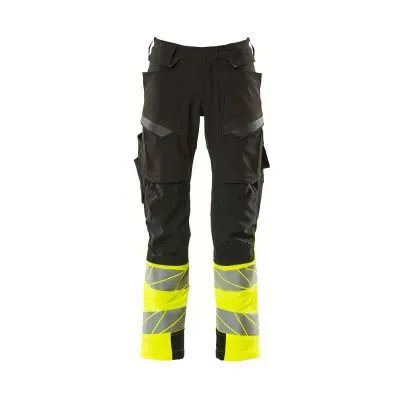 MASCOT® - Hose mit Knietaschen ACCELERATE HARMLOS, Schwarz/hi-vis Gelb, Größe 90C52