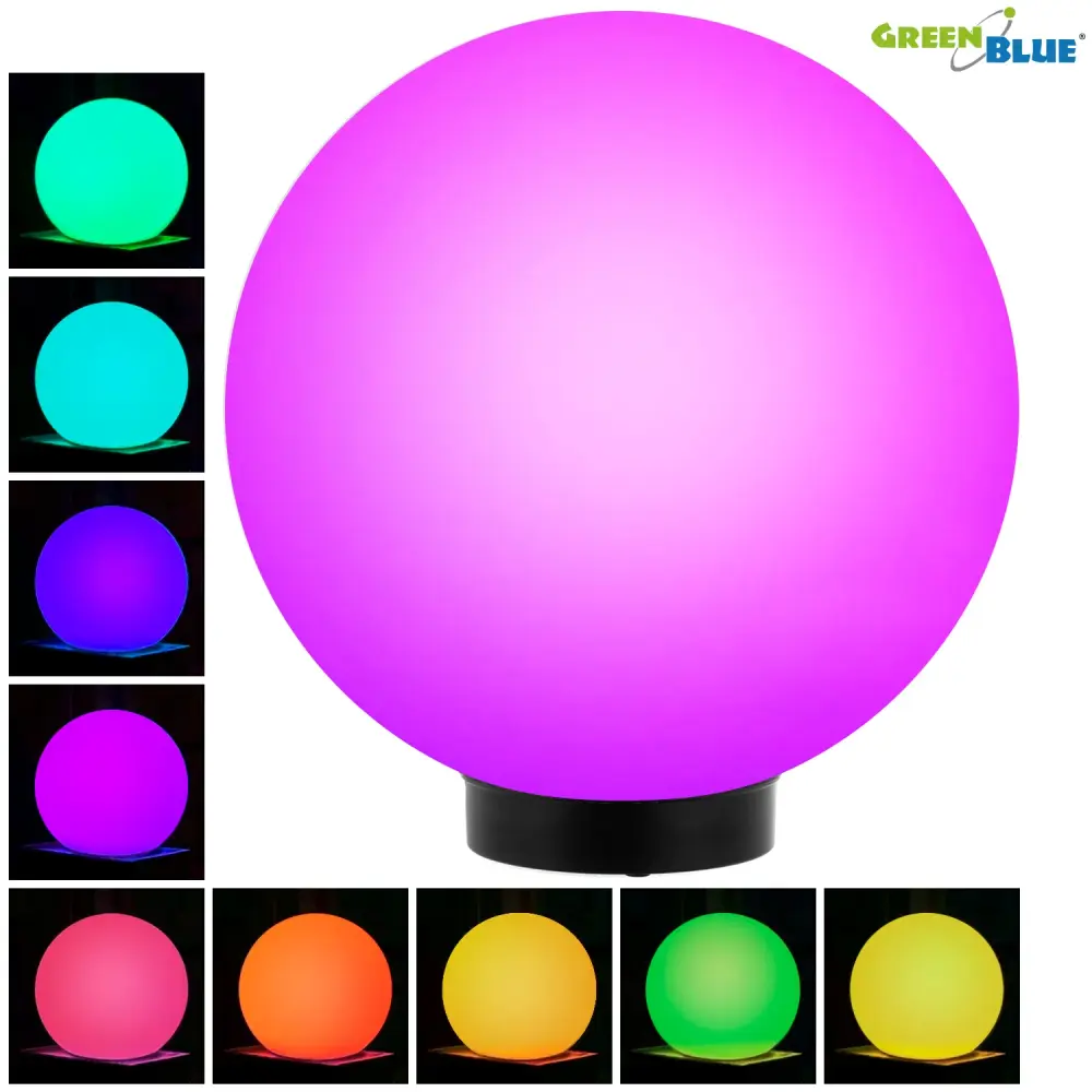 GreenBlue Solarlampe, freistehend, Garten, Kugel 25x25x58cm, RGB LED, GB165