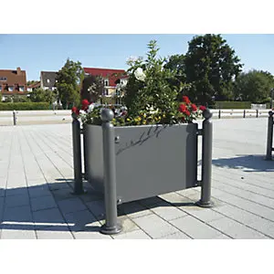 Pflanzbehälter, Außenbreite 880 mm, mit Kugelkopf. mit Erdspieß zur Befestigung