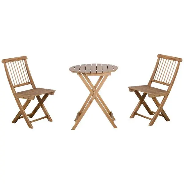 Outsunny Bistroset 3-teilig Klappbar Holz Gartenset Balkonset Bistrotisch mit 2 Stühlen Gartenmöbel Natur 84B-723