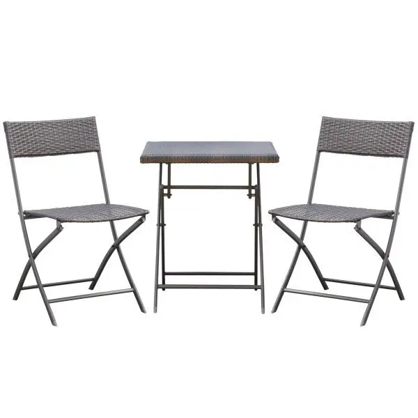 Outsunny Bistroset Polyrattan 3teilig Sitzgruppe Essgruppe Gartenmöbel Garnitur 841-093