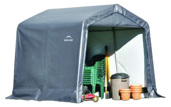ShelterLogic Foliengerätehaus 576 m² Grau 240x240 cm Satteldach SL70423