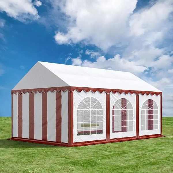 Toolport 3x6 m Partyzelt PVC-Plane 500 g/m² rot-weiß 6151