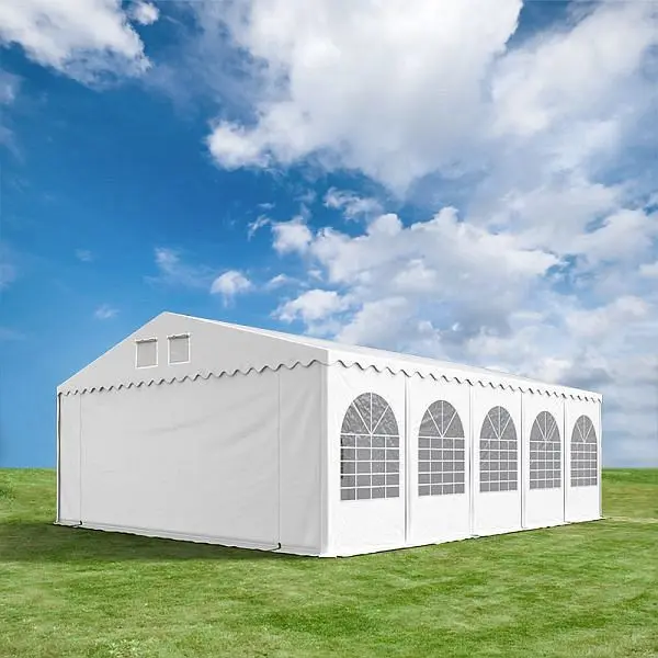 Toolport 8x8 m Partyzelt PVC-Plane 500 g/m² mit Bodenrahmen weiß 7290