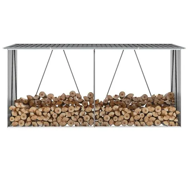 vidaXL Brennholzlager aus verzinktem Stahl 330x84x152 cm Grau 44859