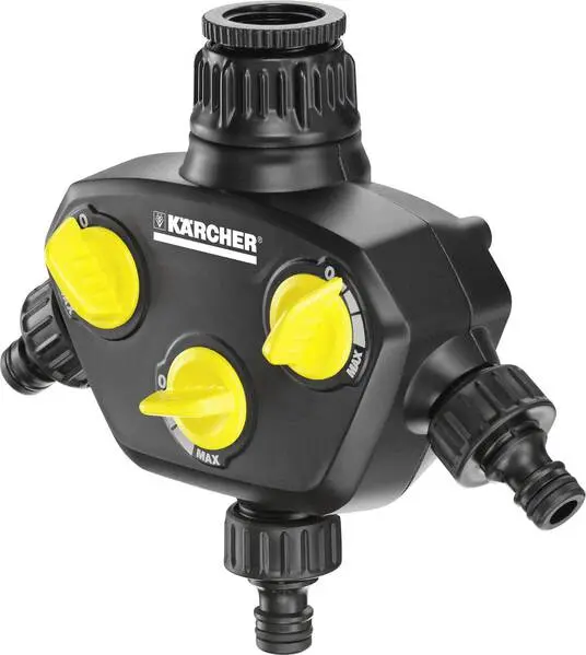 Kärcher Home & Garden 2.645-200.0 Kunststoff 3-Wege-Verteiler Steckkupplung, 25 mm (1") IG, 24,2 mm (3/4") IG mit Regul