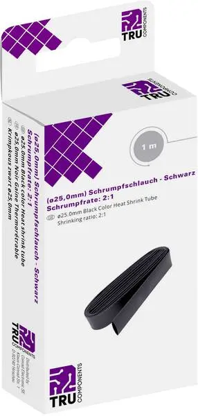 TRU COMPONENTS T1904CA034 Schrumpfschlauch ohne Kleber Schwarz 25 mm 12.50 mm Schrumpfrate:2:1 1 m