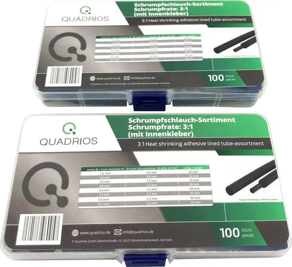 Quadrios 2107CA135 Schrumpfschlauchsortiment Schrumpfrate:3:1 200 St. aus UV-beständigem Material