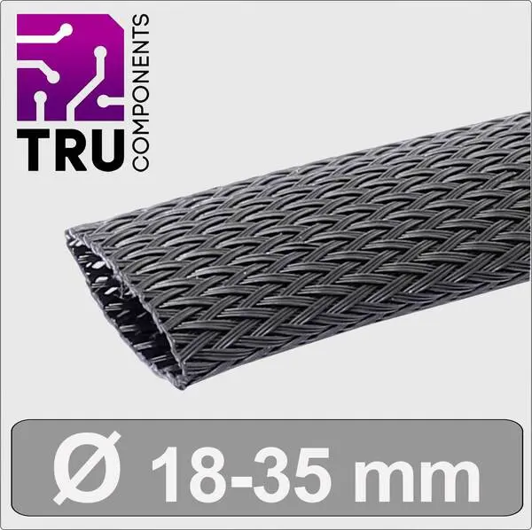 TRU COMPONENTS TC-13377568 T24CA108 Geflechtschlauch Schwarz Pflegeleicht 18 bis 35 mm Meterware