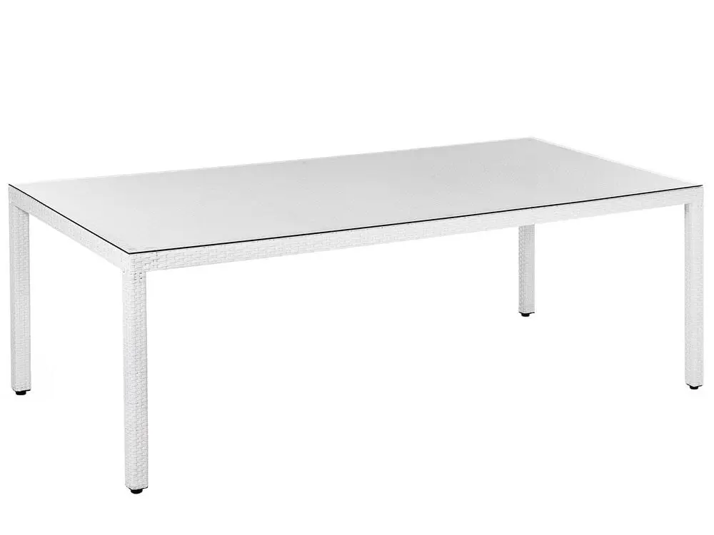 Gartentisch ITALY 220 cm 100 cm Glas Weiß