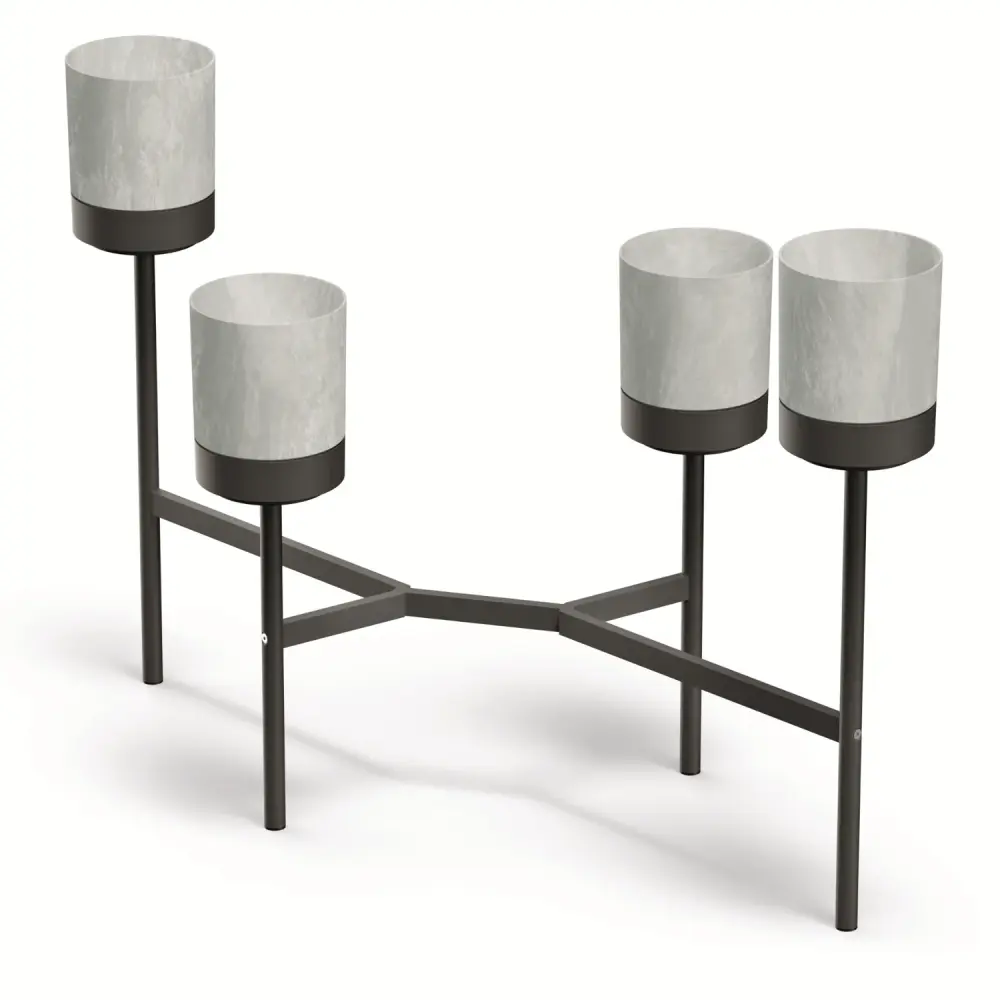 Prosperplast Bloomie Stand Blumenständer mit 4 Töpfe Pflanzenständer Blumentopf 125x55x81,5cm Metallrahmen Beton mit 5 ...