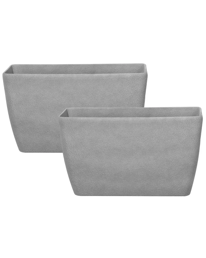 Set mit 2 Blumentöpfen BARIS Stein 74 cm Grau für Balkonpflanzen