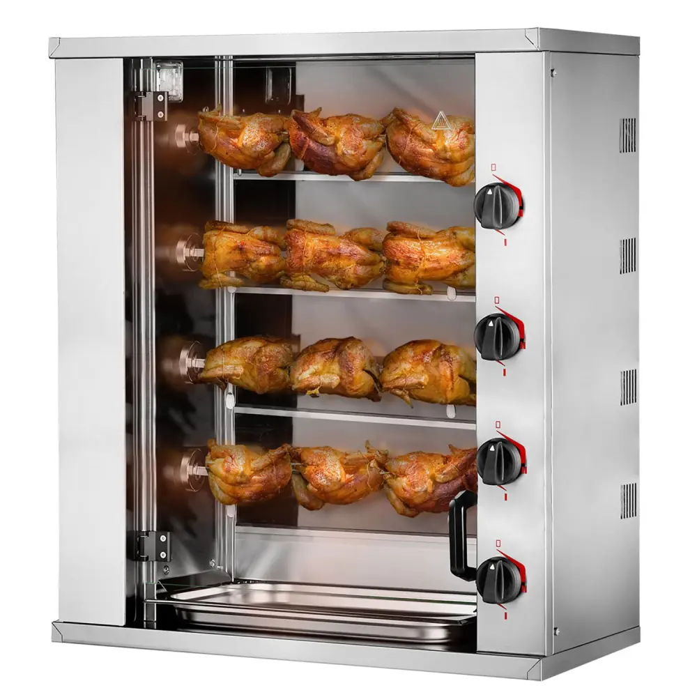Elektro Mini-Hähnchengrill - 8,8kW - mit 4 Spießen für bis zu 12 Hähnchen