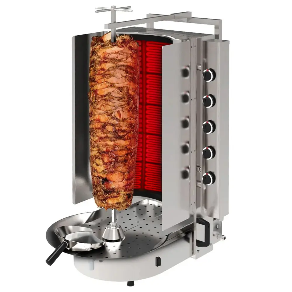 Gas Gyros-/ Dönergrill - mit ROBAX® Glas - 10 Brenner - max. 90 kg