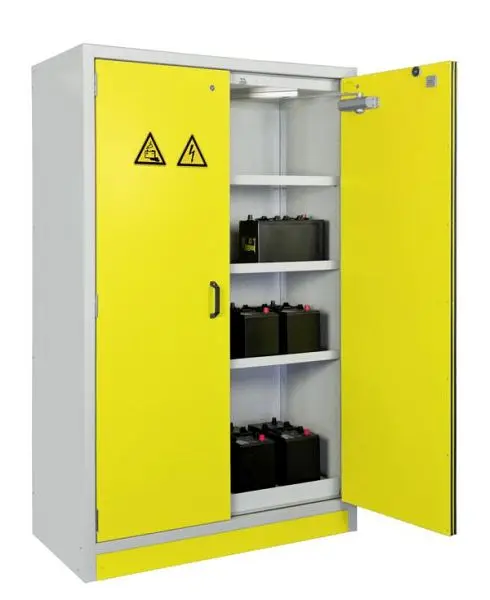 Cemo Akku-Schutzsschrank 12/20-FWF90 komplett verpackt Tür gelb RAL 1023 11053