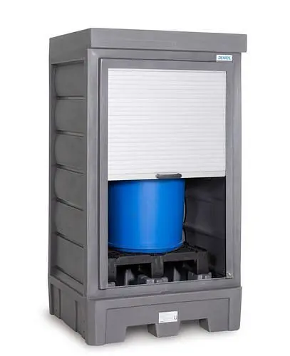 DENIOS PolySafe Gefahrstoffdepot D1 mit Rollladen für 1 Fass à 200 Liter 271832