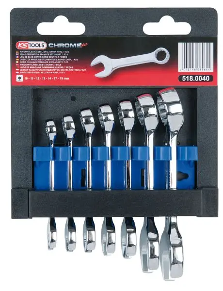 KS Tools CHROMEplus Ringmaulschlüssel-Satz kurz 7-teilig 518.0040