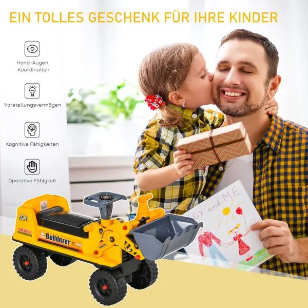 HOMCOM Sitzbagger für Kinder Kinderbagger Rutsch Auto für Kinder 2-3 Jahre 370-177