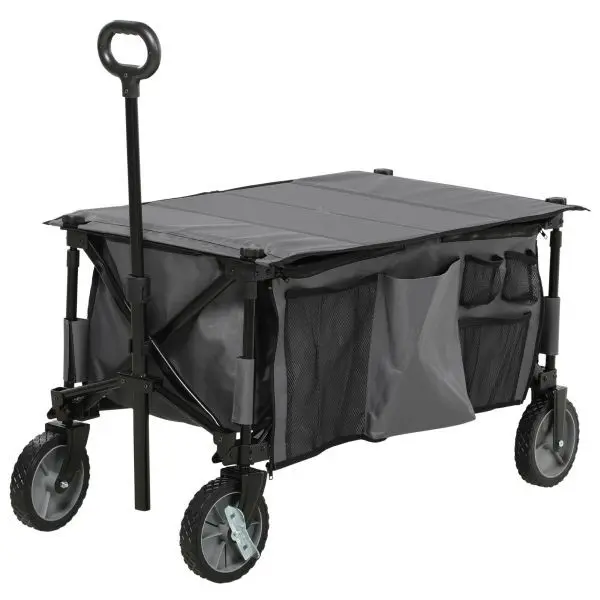 Outsunny Bollerwagen Fantikbarer Transportwagen mit Seitentaschen Klapptafel 845-853V00CG