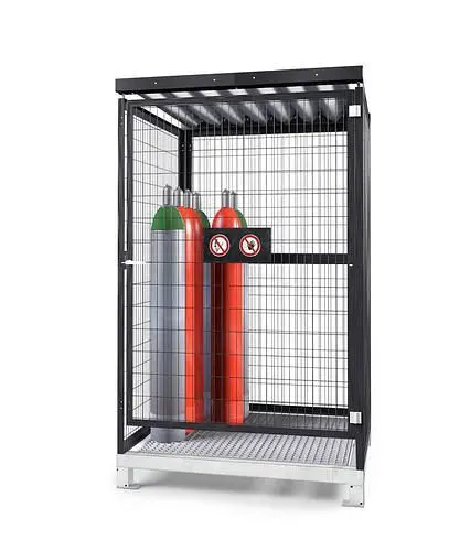 DENIOS Gasflaschenlager GSN 1.15 grau mit Bodengruppe 256858