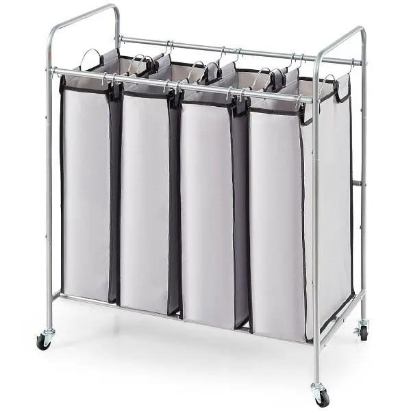 VEVOR 4-teiliger Wäschewagen Kommerzieller Wäschesortierer 20 kg Belastbar Wäschesammler Wäschewagen Wäschetrenner Ro...