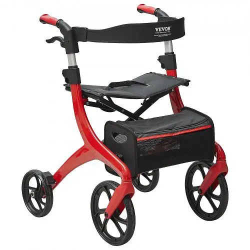 VEVOR Fantikbarer Rollator für Senioren 830-900 mm aus Alukleinformatum mit Sitz und verstellbarem Handhabung 4-Radrollat...