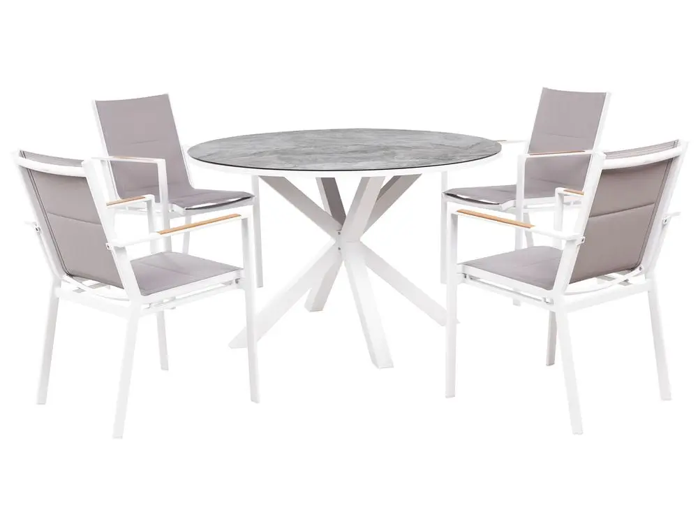 Garden Dining Set 4 Seater MALETTO/BUSSETO Aus metall Marble Effect Grey